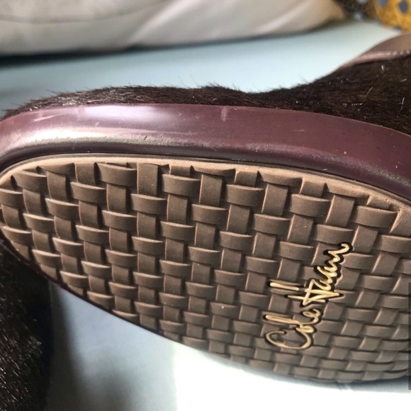 Cole Haan/Nike Air Brown Faux Animal Hair Wedge Mules Like New Size 10 - Picture 4 of 13